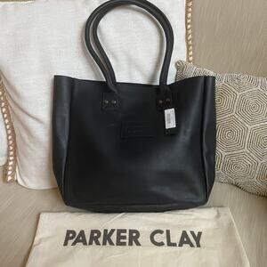 NWT Parker Clay Merkato Signature Full-Grain Leather Tote | Black Ethiopia $250